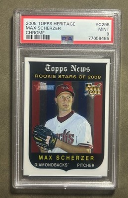 2008 Topps Heritage Chrome Max Scherzer RC PSA 9