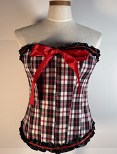 Adore Me Red Black White Plaid Bustier Corset Top Size XL Valentine