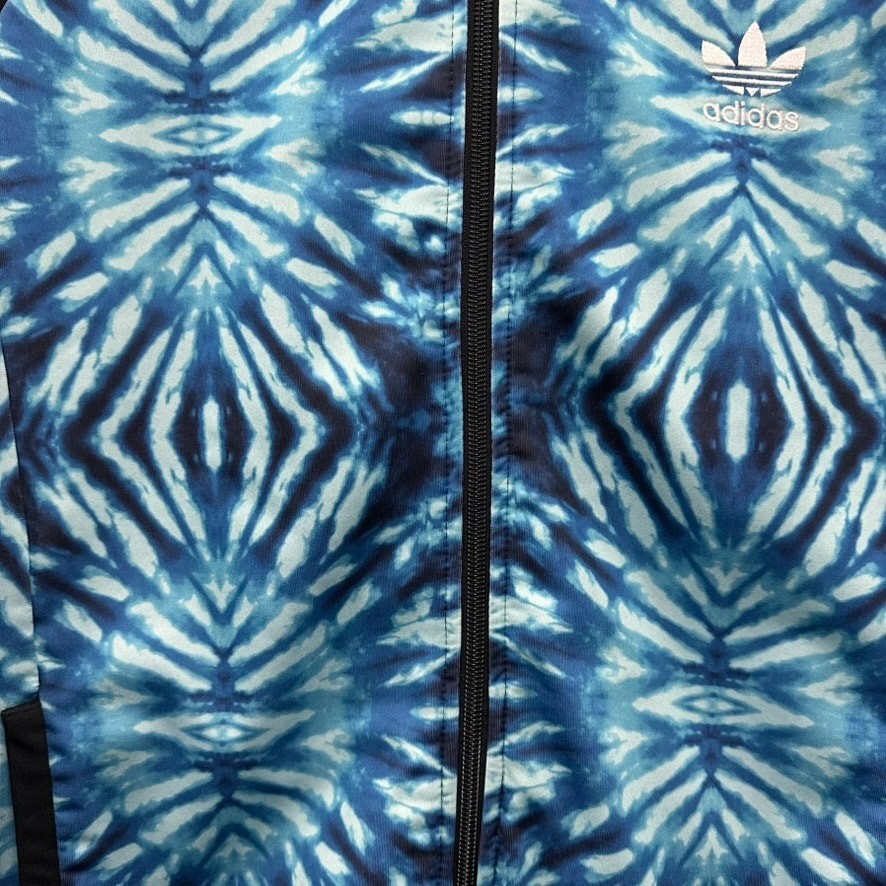 Adidas Men's Medium Blue Black Tie Die Full Zip Track Jacket Workout Activewear