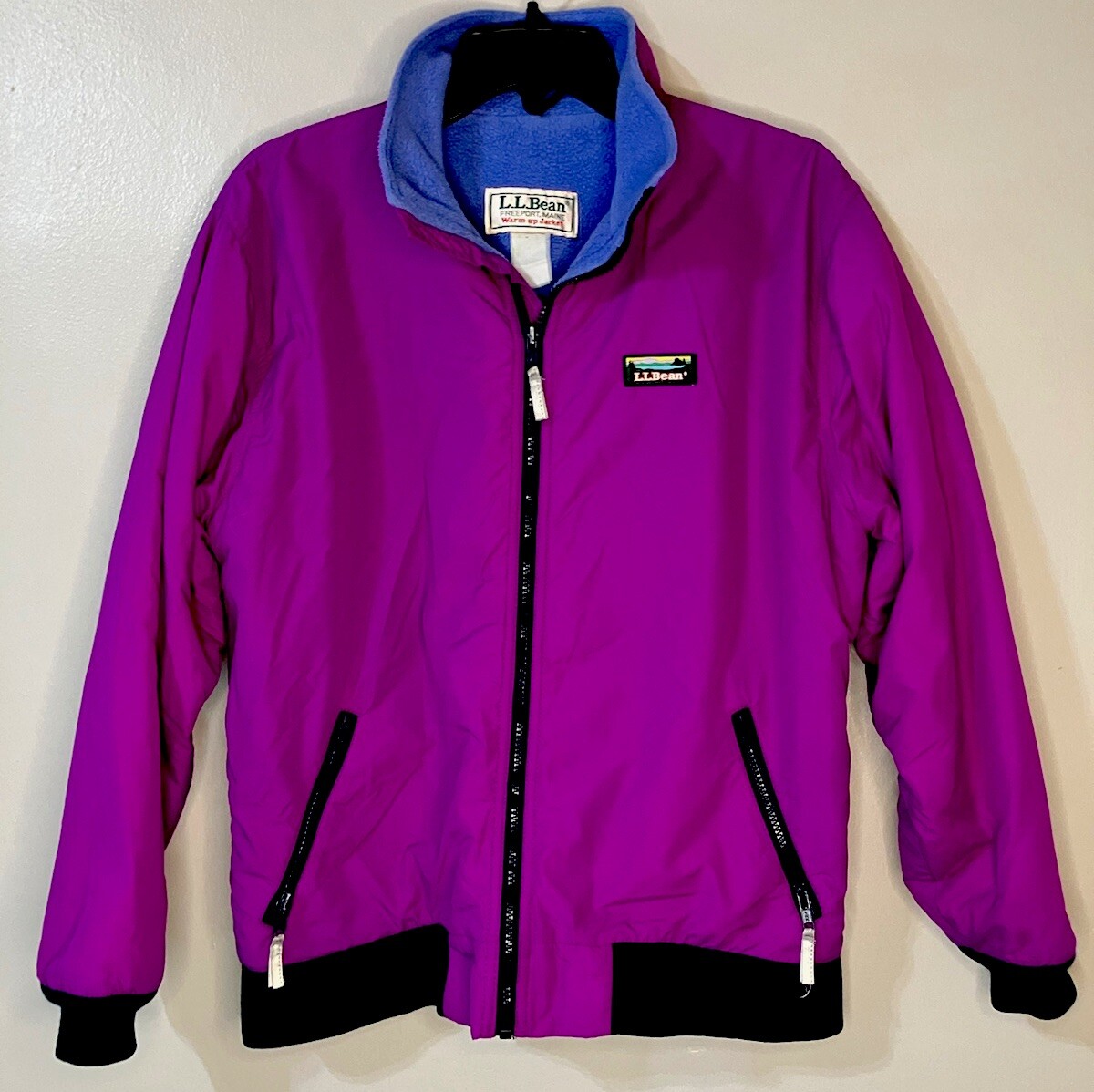 LL Bean Soft Shell Jacket Women's Large Pink Blue Fleece