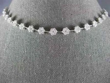 15Ct Round Simulated Diamond Floral Choker Tennis Necklace 14k White Gold Plated