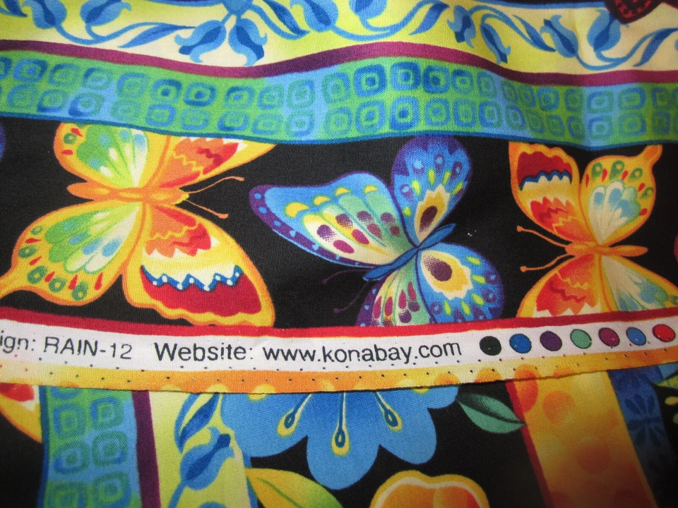 Tela de algodón Kona Bay 2011 a rayas brillantes multicolor floral rayas por comprar x 44 Foto 3 de 4
