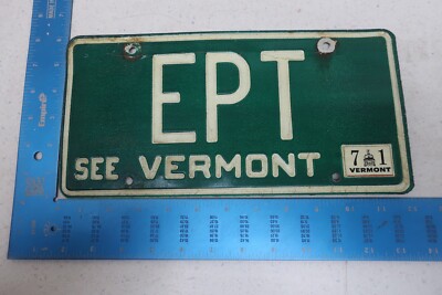 Vermont License Plate 1971 71 VT Vanity Early Pregnancy Test E P T EPT