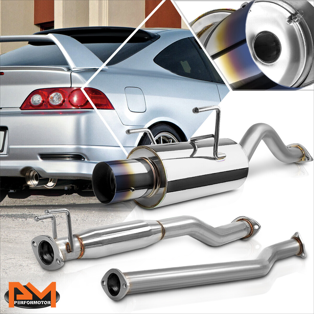 For 0206 Acura RSX DC5 TypeS K20 4" Burnt Tip Muffler Catback Exhaust