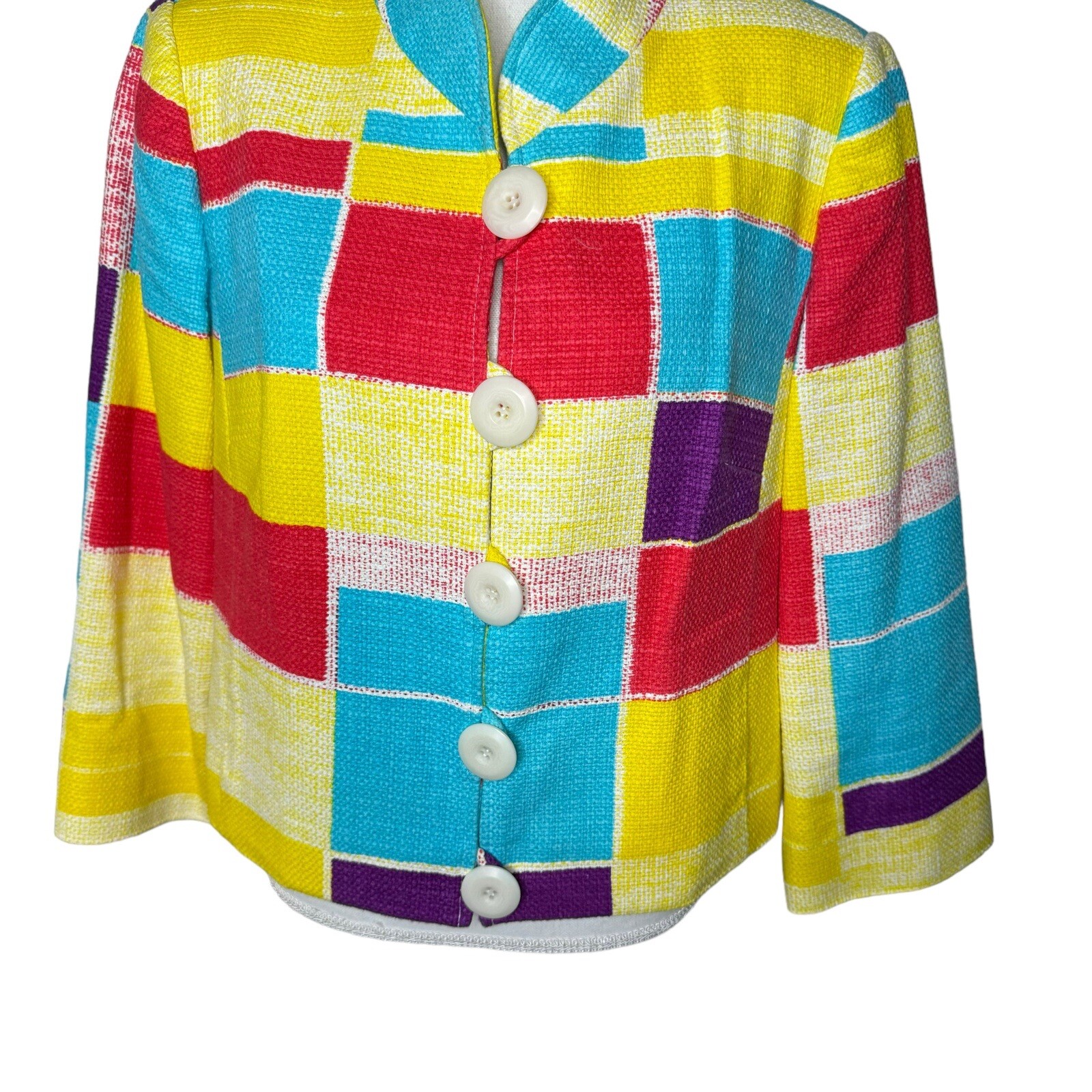 Carlisle Patchwork Colorblock Tweed Jacket 12 - image 3