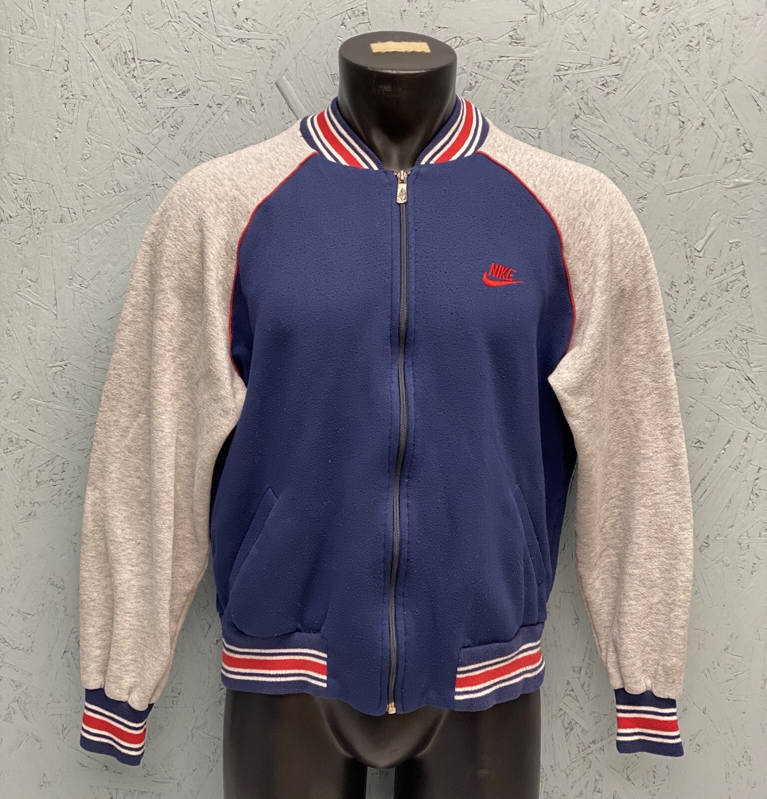 Vintage 80's Nike Blue Tag Full Zip Track Jacket Sweater USA Red