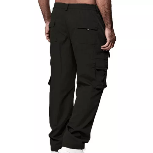Mens Lightweight with Pockets Bottoms Men Leisure Elastic Waist Cargo Pants - Picture 18 of 47