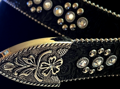 Lake Shore Drive Blingy Belt Large Buckle/Tip SilverTone  display picture 2