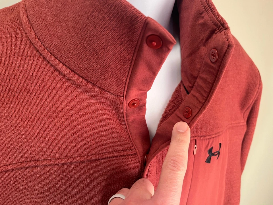 Chaqueta de golf Under Armour para hombre naranja quemado ColdGear 1/2 cremallera suéter XXL 2XL Foto 4 de 4