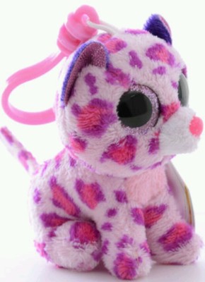 TY PELUCHE Leopard Purple Plush Schneemann Schlüsselanhänger Keychain Beanie Top