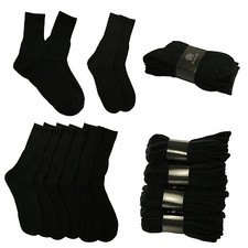 Plain Black 3 or 12 Pairs Men Crew Sport Socks Cotton Mid Calf Cushioned