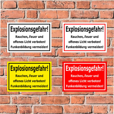 Schild - Explosionsgefahr Rauchen Feuer offenes Licht verboten - 4 Größen