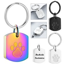 Paw Print Square Pet Urn Keepsake Pendant Keyring Dog Cat Ashes Jewellery Charm
