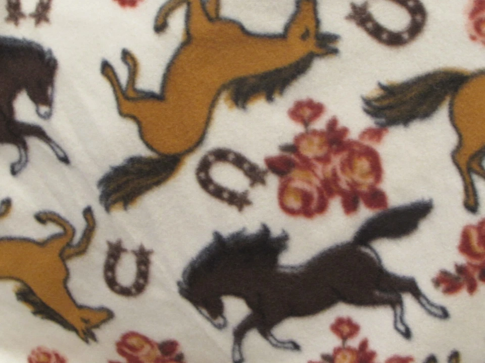 Horses Western Country Granate Blanco Marrón Tostado Vellón Manta con Crochet Foto 4 de 4