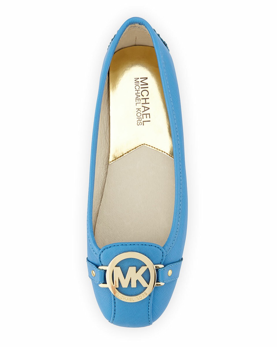 MICHAEL KORS FULTON HERITAGE BLUE MK GOLD LOGO MOCCASINS FLATS US