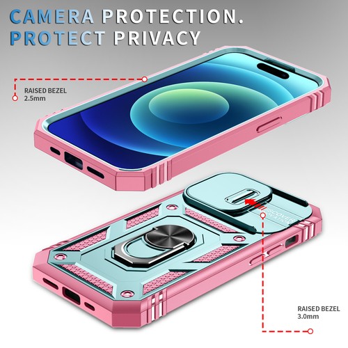 For iPhone 16 15 14 13 12 Pro Max Card Ring Stand Slide Camera Shockproof Case - Picture 92 of 94