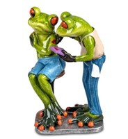 717702 Frosch TäTowiert 10X15Cm Aus Kunststein Mit Handbemalter OberfläChe
