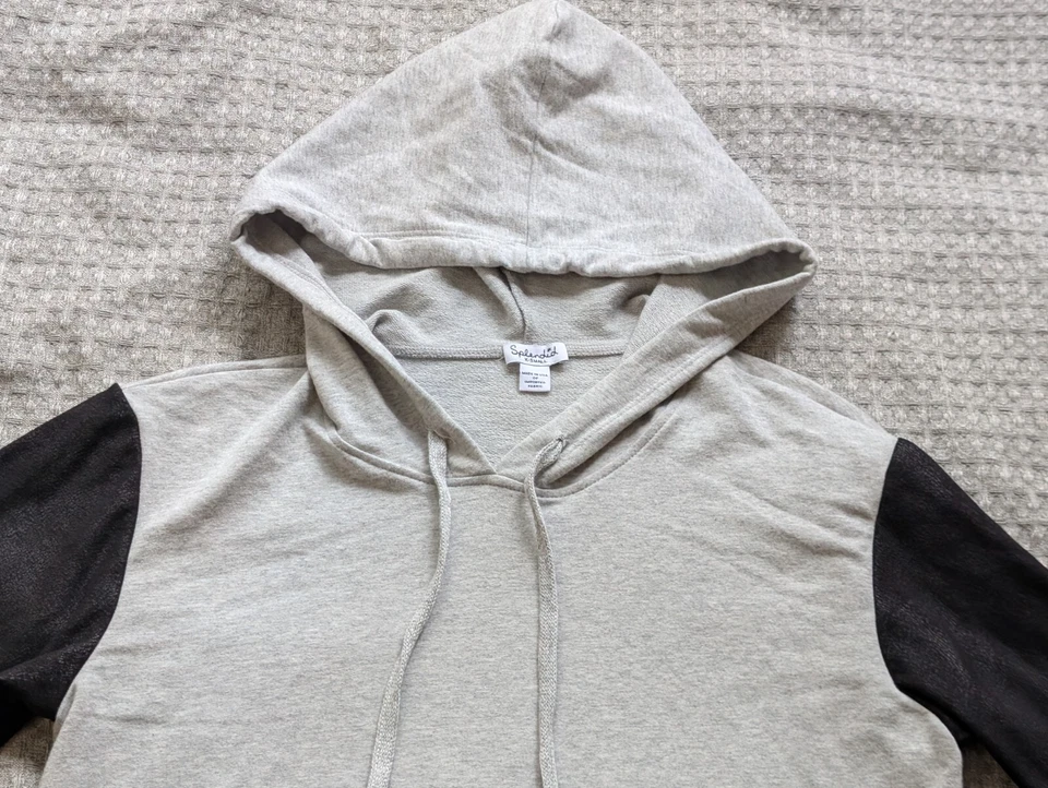 Espléndida Sudadera con Capucha Mujer XS Extra Pequeña Gris Negro Pullover Ligero Cordón Foto 2 de 4