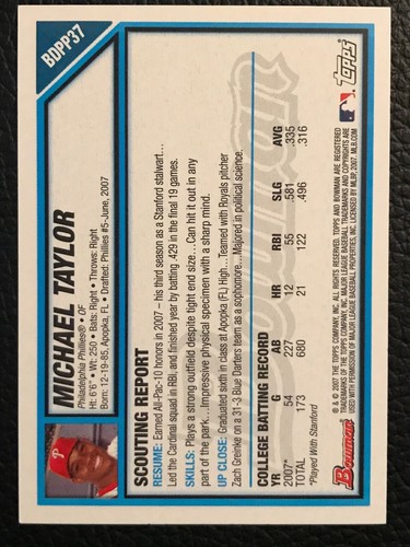 2007 Bowman Draft Picks & Prospect Prospect Baseball - Pick A Card -BDPP1 - 106 - Picture 100 of 218