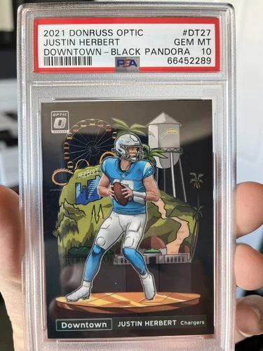 2021 DONRUSS OPTIC JUSTIN HERBERT DOWNTOWN BLACK PANDORA /25 PSA 10!!