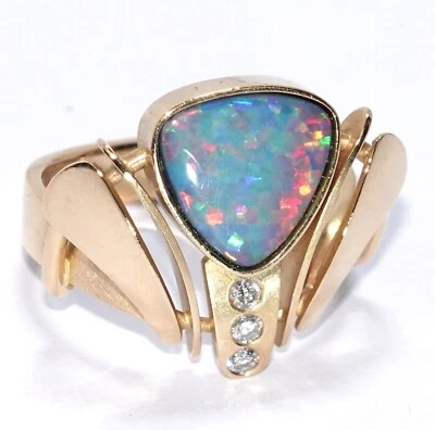 Ring Gold Opal 2,0ct. Diamant 0,06ct. 750/18K Gr.56/17,8mm änderbar 8g - Bild 1 von 4