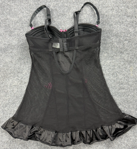Rampage Intimates Babydoll Lingerie Nightie Top Black Small Y2K Goth Mesh Satin - Picture 2 of 11