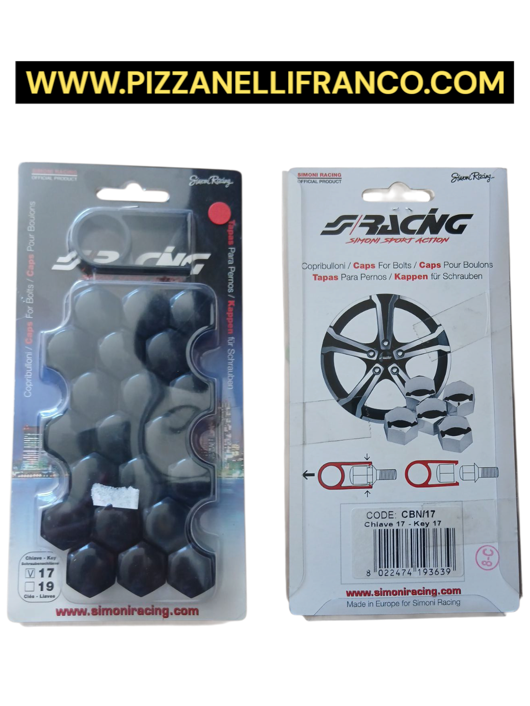 COPRIBULLONI CHIAVE 17 mm BLACK CBN/17 SIMONI RACING