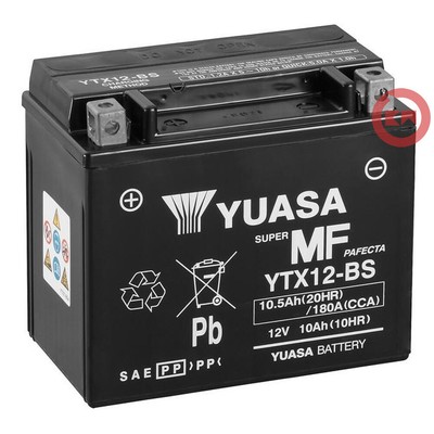 BATTERIA ORIGINALE YUASA YTX12-BS AGM 10AH APRILIA SCARABEO LIGHT 125 2007-2008