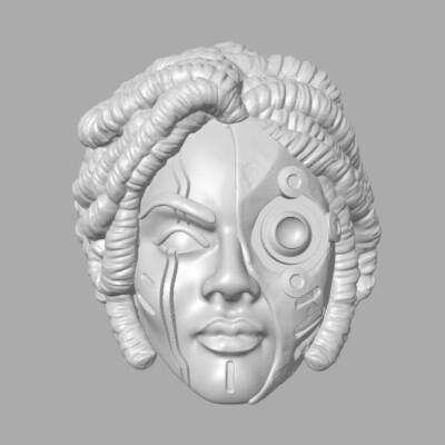 Cyberpunk Girls v7 custom head for Cosmic Legions & other Sci-Fi action figures