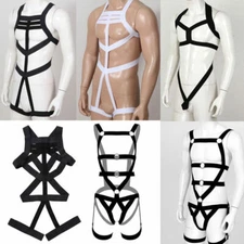 Mens Body Chest Harness Belt Punk Jockstrap Costume Clubwear Body Chest Tank Top
