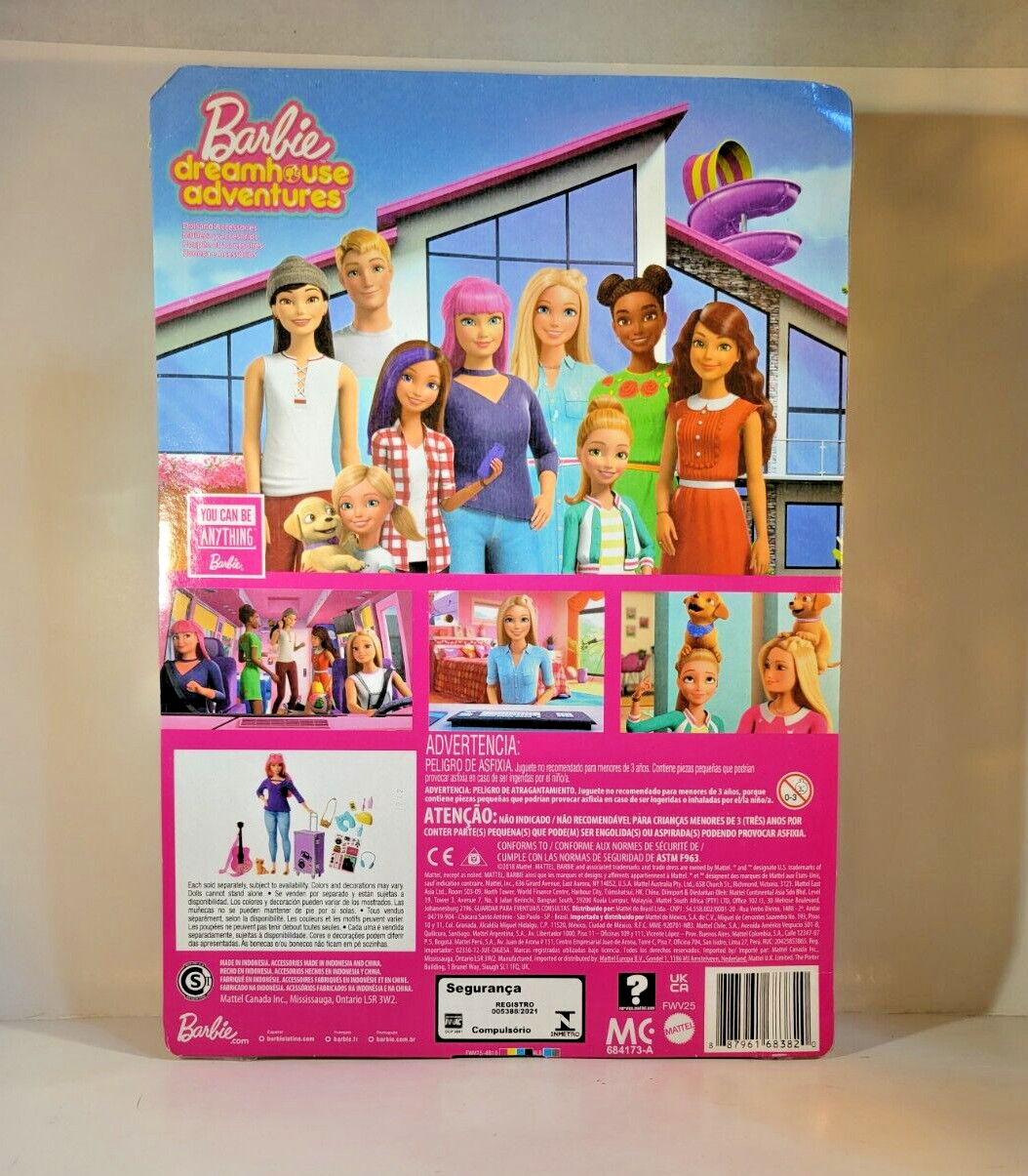 Barbie Travel Doll Blonde with Puppy, Suitcase, Stickers & 10+ Accessories NEW