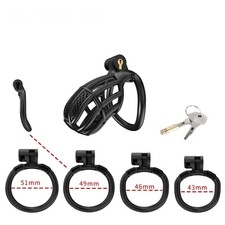 Honeycomb Chastity Cage Device | Premium Kit with 5 Rings | 5 Sizes | Black