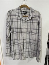 Marc Anthony Men's Slim Fit Long Sleeve, Plaid gray/purple, XL