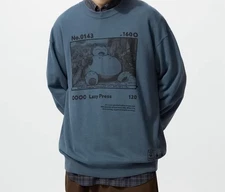 UNIQLO x Pokemon Card Sweatshirt Cotton Snorlax Rare Blue Sweats Limited Japan
