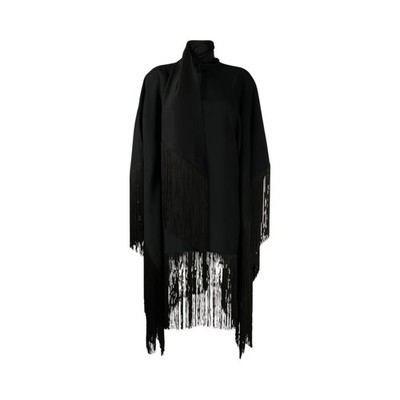 TALLER MARMO Damen Mrs Ross Spirito Kaftan transparent Rüschen schwarz Maxi 44 UVP 1375