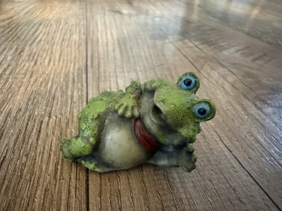 Frog Figurine Cartoon Look Whimsical decoration Resin 2'' Wide X 2.75'' Tall