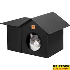 Insulated Outdoor Cat House Weatherproof Shelter Stray Feral Cats Safe Space New