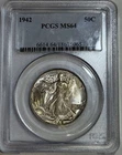 1942 Silver Walking Liberty Half Dollar 50C PCGS MS64