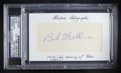 PSA/DNA 2010 Historic Cut 2/3 Bob Wellman Certified Authentic Auto Auto 8d2