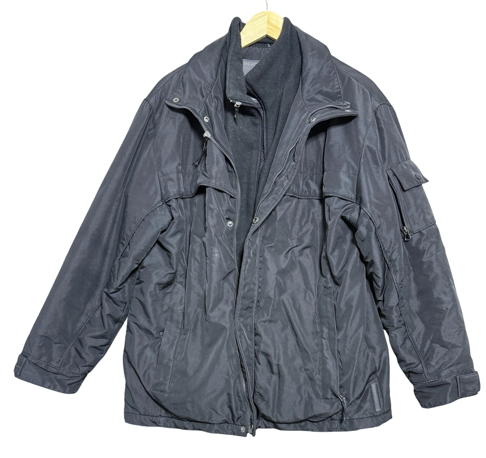 Weatherproof Jacket Mens Medium Black Insulated Fleece Lined Winter Coat Parka