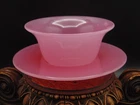 2PC Antique Steuben Frederick Carder Pink Rosaline Art Glass Bowl & Plate Set