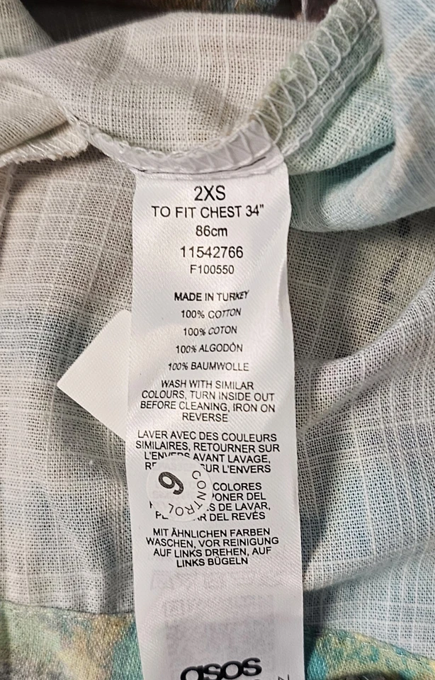 ASOS Design x Fat Boy Slim Pastel Short Sleeve Button Down Smiley Face Shirt XS - Image 4 of 4