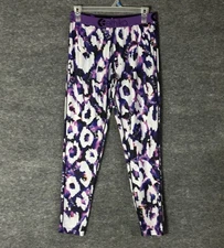 Ethika women's leggings purple and white leopard print Size Large Ci5185