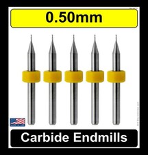 .50mm .020"  End Mill 2 Flute -.079" Length CARBIDE UPCUT 5 Pieces CNC UMT102
