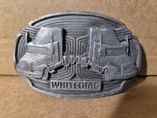 White GMC Belt Buckle Tonkin Inc. 1990 Aero Extended Sleeper Made In USA