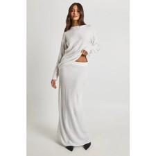 Boohoo Soft Rib Knit 2-P Set Womens M Crew Neck Jumper & Maxi Skirt Co-ord NWT