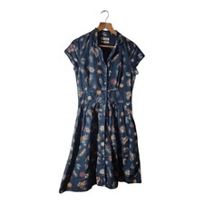 Seasalt Lottie Midi Shirt Dress 100% Cotton Size UK 10 Womens Fit And Flare 