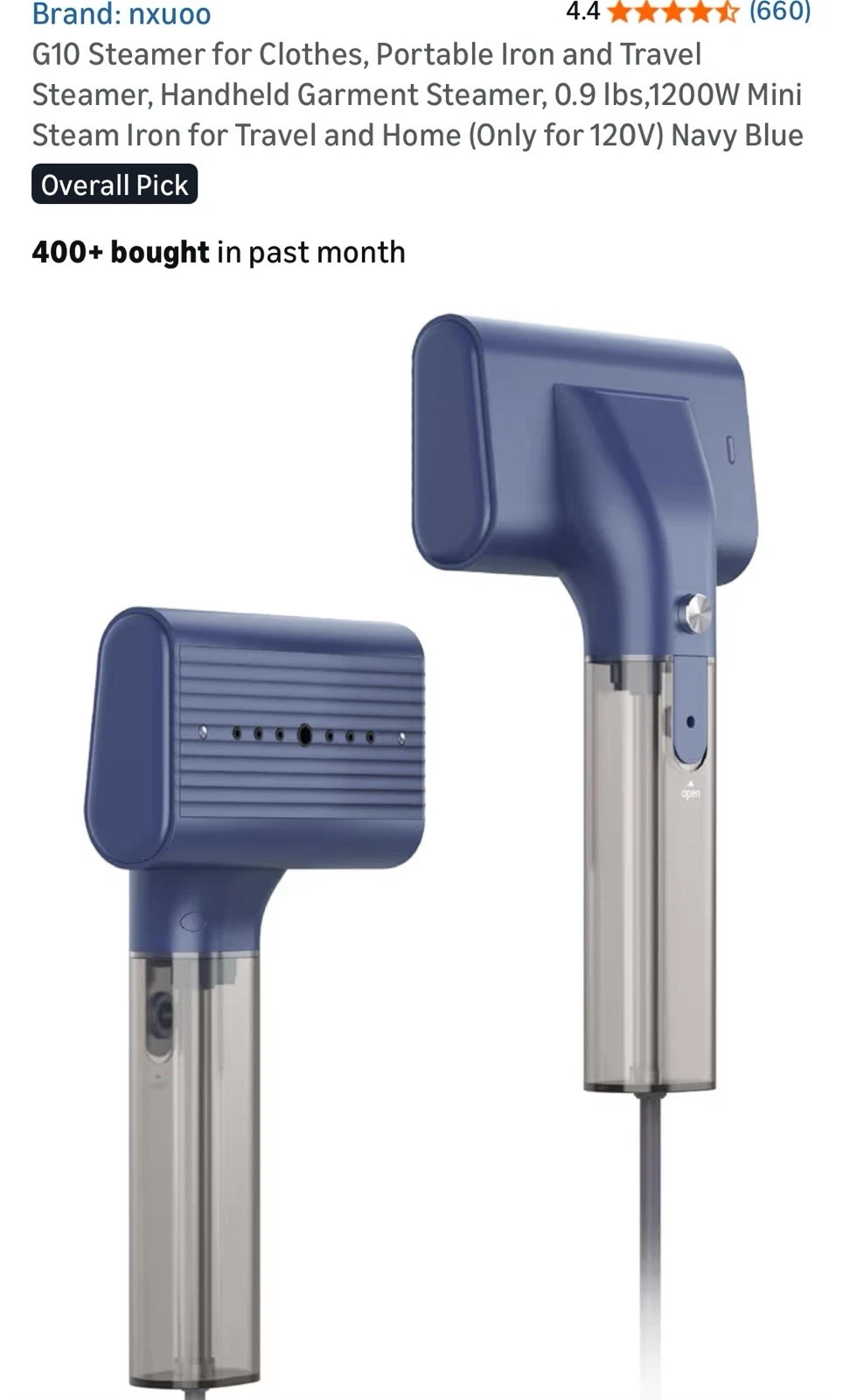 G10 Steamer for Clothes, Portable Iron and Travel Steamer, REG $40