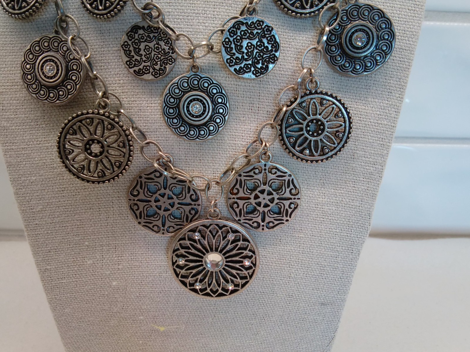 Premier Design Two Strand Silver Tone Multi-Disc … - image 2