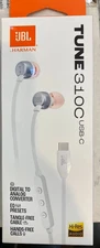 Genuine JBL Tune 310C USB-C In-Ear Wired Headphones  w/Remote & MIC WHITE - SALE
